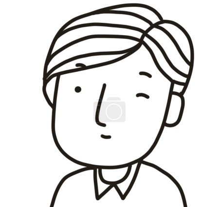 Téléchargez les photos : Personnage coloré ensemble de mâle homme visage dessin animé minimal graphique doodle ligne simple illustration art - en image libre de droit
