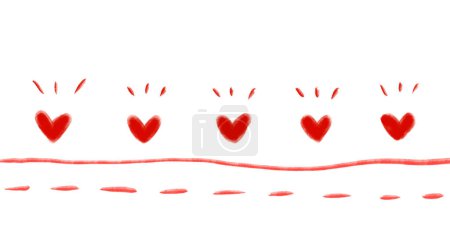 Foto de Valentines day hand drawing line banner illustration heart and decoration elements art - Imagen libre de derechos