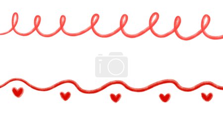 Téléchargez les photos : Valentines day hand drawing line banner illustration heart and decoration elements art - en image libre de droit