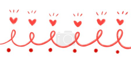 Foto de Día de San Valentín mano dibujo línea bandera ilustración corazón y decoración elementos arte - Imagen libre de derechos