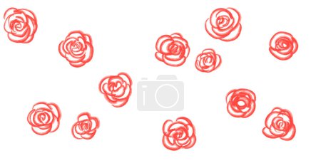 Foto de Día de San Valentín mano dibujo línea bandera ilustración rosas rojas y elementos de decoración arte - Imagen libre de derechos