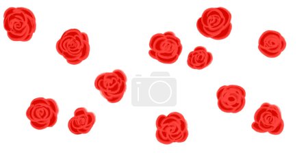 Foto de Día de San Valentín mano dibujo línea bandera ilustración rosas rojas y elementos de decoración arte - Imagen libre de derechos