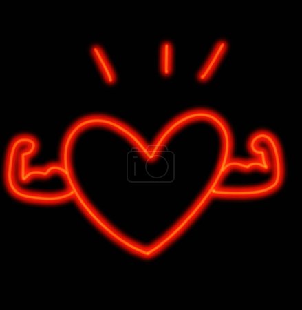 Téléchargez les photos : Neon heart glow valentine day love element sign symbol illustration art - en image libre de droit
