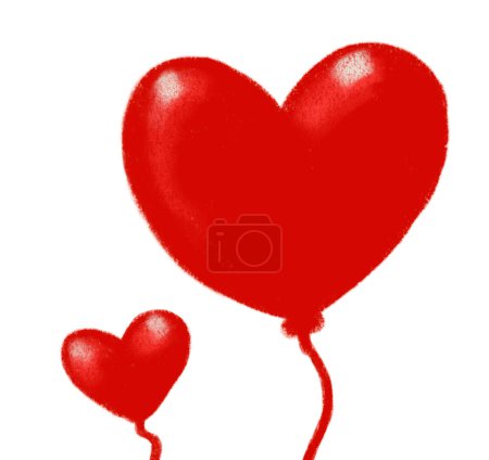 Téléchargez les photos : Valentine heart love shape balloon deocration hand drawing illustration element art - en image libre de droit