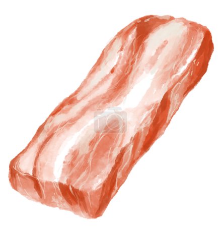 Téléchargez les photos : Raw Pork belly slice Korean BBQ food digital hand painting illustration - en image libre de droit
