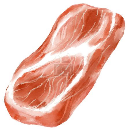 Téléchargez les photos : Raw Pork belly slice Korean BBQ food digital hand painting illustration - en image libre de droit