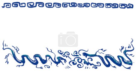Téléchargez les photos : Chinese dragon and pttern ink caligraph hand painting artistic banner background art - en image libre de droit