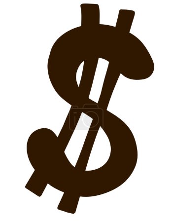 Téléchargez les photos : Symbole monétaire icône dollar revenu financier abstrait peinture à la main dessin illustration - en image libre de droit