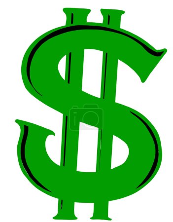 Téléchargez les photos : Symbole monétaire icône dollar revenu financier abstrait peinture à la main dessin illustration - en image libre de droit