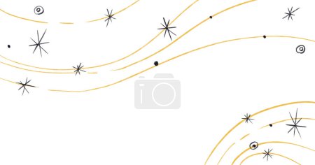 Téléchargez les photos : Nuit étoilée lune étoile nuit ciel décoratif or bleu ornement illustration - en image libre de droit
