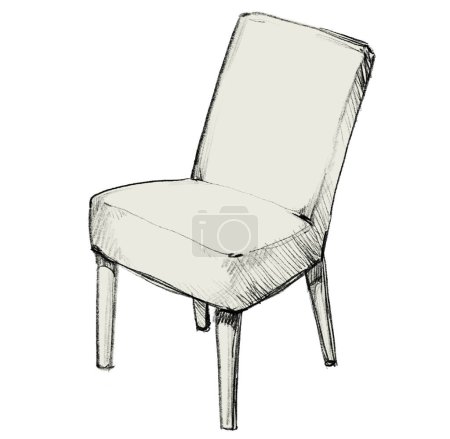 Téléchargez les photos : Ligne dessin chaise intérieur maison meubles noir et blanc crayon dessin art - en image libre de droit