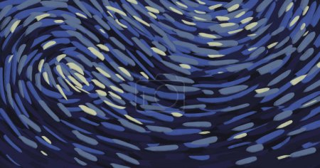 Téléchargez les photos : Elément de nuit étoilé illustration peinture vincent van gogh style ciel étoile nuage arbre - en image libre de droit