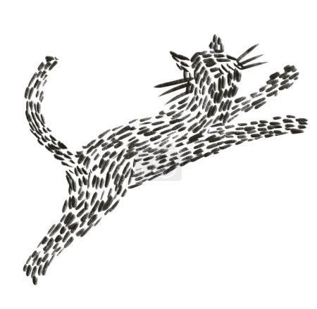 Foto de Gato gatito puntada bordado estilo ilustración arte hilo imitar mano dibujar - Imagen libre de derechos
