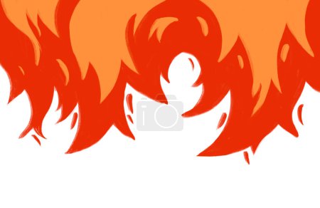 Photo for Red hot chilli burning fire background hand painting cartoon illustration - Royalty Free Image