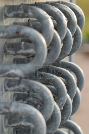 Photo for Water end flow coil tubes from a large air conditioner close up background . High quality photo - Royalty Free Image