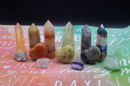 Photo for Healing chakra crystals background Wicca, meditation collection. High quality photo - Royalty Free Image