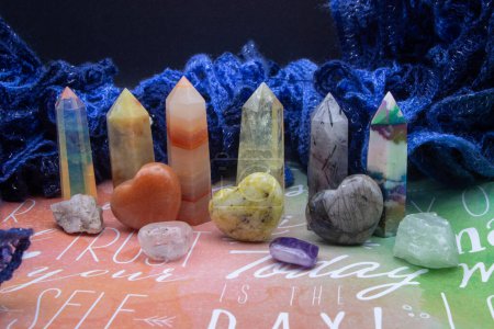 Photo for Healing chakra crystals background Wicca, meditation collection. High quality photo - Royalty Free Image