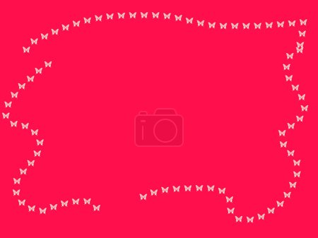 Bright pinkish red background with butterflies around edge with free space . High quality illustration