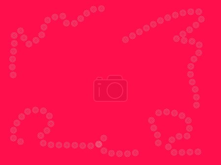 Bright pinkish red background with flowers around edge with free space . High quality illustration