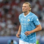 Athens, Greece - August 16,2023: Player of Manchester City Erling Haaland in action during the UEFA Super Cup Final match between Manchester City and Sevilla at Stadio Karaiskakis, Piraeus