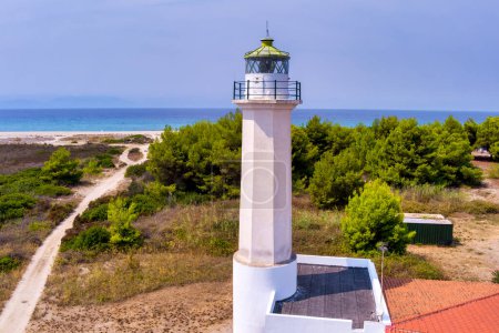 Lighthouse in Poseidi, Kassandra, Halkidiki. Greece. It was built in 1864 by the French Lighthouse Society. known for its architectural beauty and the unsurpassed view it offers to the visitor