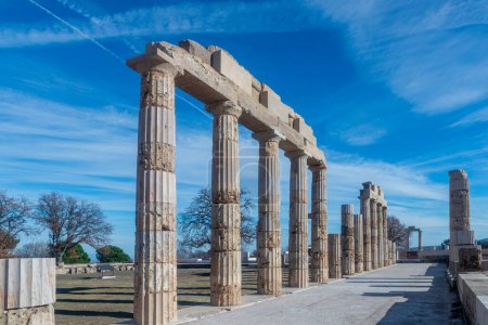 Vergina, Grèce - 5 janvier 2024 : Le Palais d'Aigai après 16 ans de restauration. Le palais est où Alexandre le Grand a été couronné roi des Macédoniens