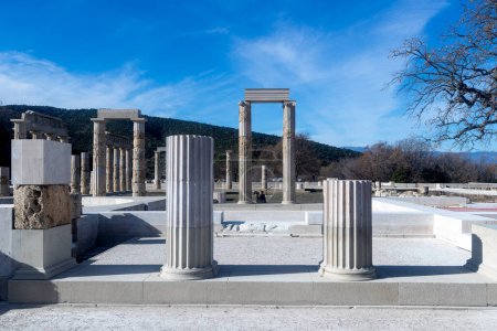 Vergina, Greece -January 5, 2024: The Palace of Aigai following 16 years of restoration. The palace is where Alexander the Great was crowned king of the Macedonians