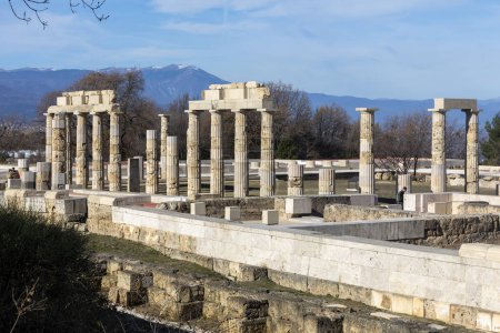 Photo for Vergina, Greece -January 5, 2024: The Palace of Aigai following 16 years of restoration. The palace is where Alexander the Great was crowned king of the Macedonians - Royalty Free Image