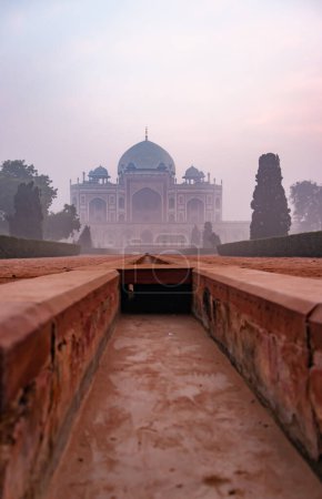 Photo for Humayun tomb at misty morning from unique perspective - Royalty Free Image