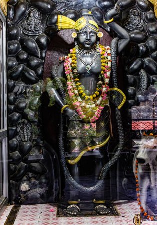 Photo for Hindu god shrinathji the little krishna statue from flat angle image is taken at Nathdwara, rajasthan india. - Royalty Free Image