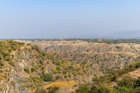 barren dry mountain range landscape at afternoon from different angle image is taken at Kumbhal fort kumbhalgarh rajasthan india.