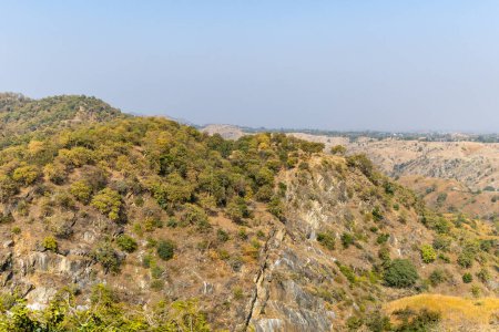 barren dry mountain range landscape at afternoon from different angle image is taken at Kumbhal fort kumbhalgarh rajasthan india.