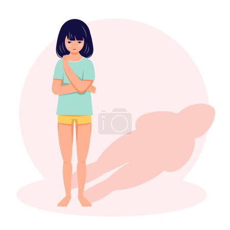 Illustration for Eating disorder concept anorexia bulimia problem flat person illustration - Royalty Free Image
