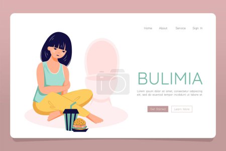 Illustration for Eating disorder concept anorexia bulimia problem web landing banner template - Royalty Free Image