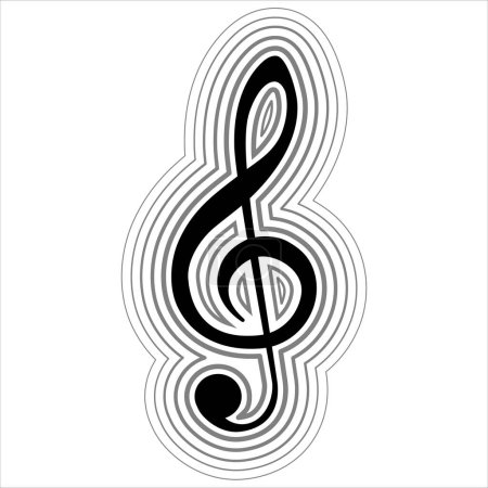 Téléchargez les photos : Design d'icône de clef d'aigu noir, clé de note de musique. Clef triangulaire avec lignes autour de la forme, illustration vectorielle. - en image libre de droit
