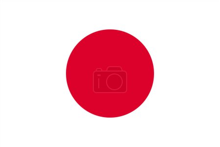 Illustration for State waving flag of the Japan. White and red national colors. Flat vector illustration. - Royalty Free Image
