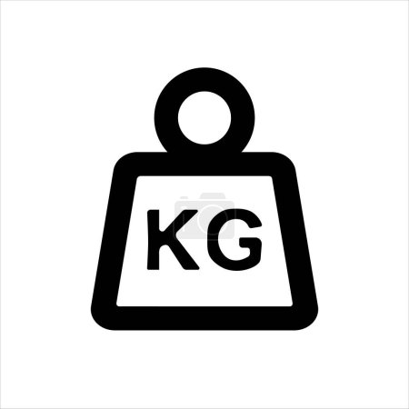 Illustration for Simple KG weight silhouette icon, isolated on white isolated background. Dumbbell black icon. Flat design. Vector EPS 10 - Royalty Free Image