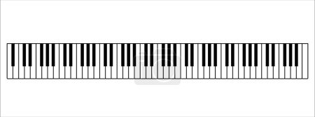 Ilustración de Ilustración vectorial proporcional de longitud completa 88 teclas teclado de piano, 7 octavas completas. Conjunto de palancas sobre un instrumento musical para tocar. Diseño Póster, folleto, folleto o plantilla de invitación. - Imagen libre de derechos