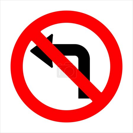 Illustration for A road forbidding sign. Road sign left turn is prohibited. Vector illustration isolated on white background. EPS10 - Royalty Free Image