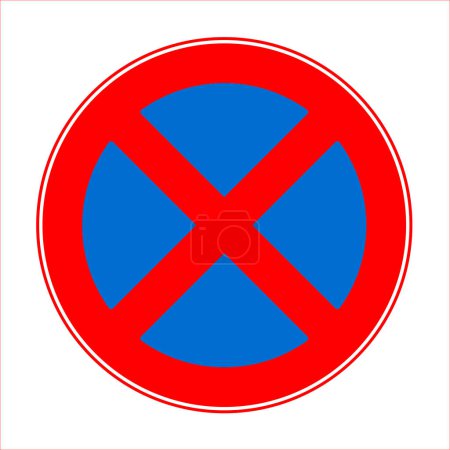 Illustration for Absolutely NO STOPPING road sign. The sign stopping vehicles is prohibited. Vector image isolated on white. - Royalty Free Image