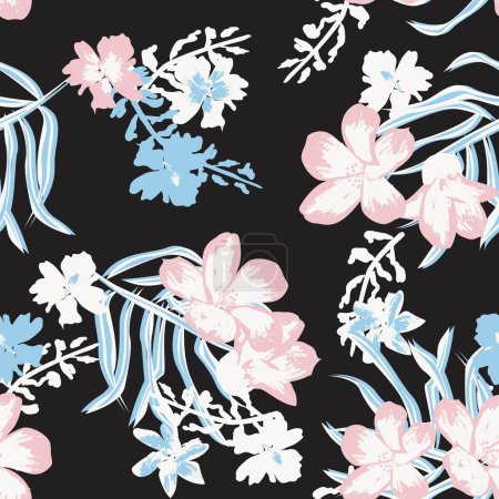 Ilustración de Fondo de patrón sin costura floral oriental para textiles de moda, gráficos, fondos y artesanías - Imagen libre de derechos