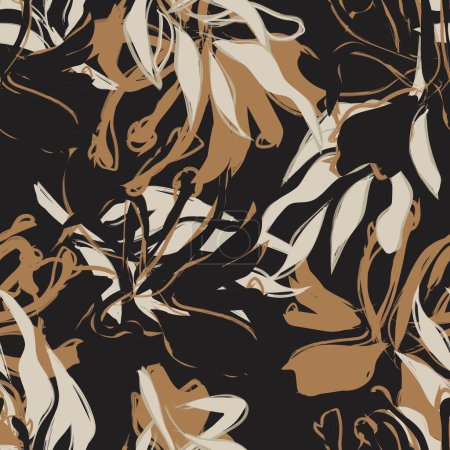 Ilustración de Pinceladas florales diseño de patrones sin costuras para textiles de moda, gráficos, fondos y artesanías - Imagen libre de derechos