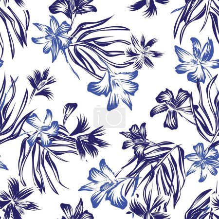 Fondo de patrón sin costura floral oriental para textiles de moda, gráficos, fondos y artesanías