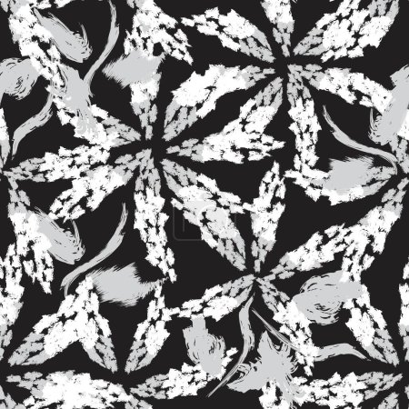 Ilustración de Monocromo abstracto Floral diseño de patrones sin costura para textiles de moda, gráficos, fondos y artesanías - Imagen libre de derechos
