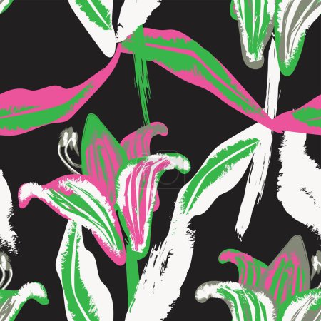 Ilustración de Diseño de patrón sin costura floral abstracto verde para textiles de moda, gráficos, fondos y artesanías - Imagen libre de derechos