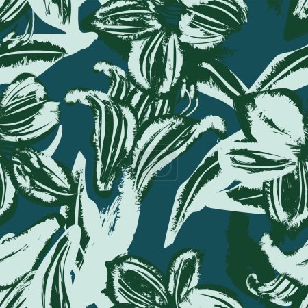 Ilustración de Diseño de patrón sin costura floral abstracto verde para textiles de moda, gráficos, fondos y artesanías - Imagen libre de derechos