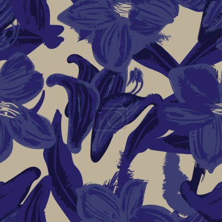 Ilustración de Diseño de patrón sin costura floral abstracto azul para textiles, gráficos, fondos y artesanías de moda - Imagen libre de derechos