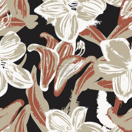 Ilustración de Color neutro Resumen Diseño floral sin costuras para textiles de moda, gráficos, fondos y artesanías - Imagen libre de derechos