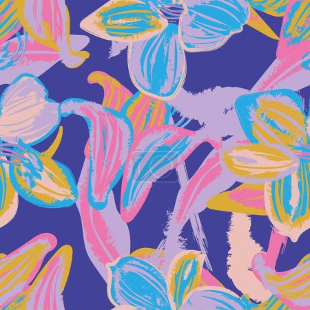 Ilustración de Diseño de patrones sin costura floral abstracto colorido para textiles de moda, gráficos, fondos y artesanías - Imagen libre de derechos