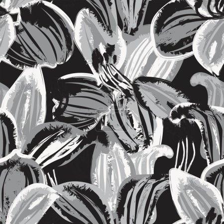 Ilustración de Monocromo abstracto Floral diseño de patrones sin costura para textiles de moda, gráficos, fondos y artesanías - Imagen libre de derechos